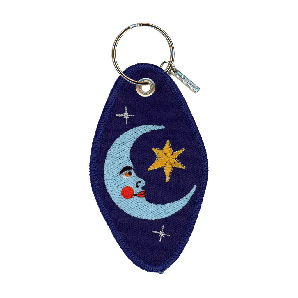 Sun and Moon Embroidered Keychain