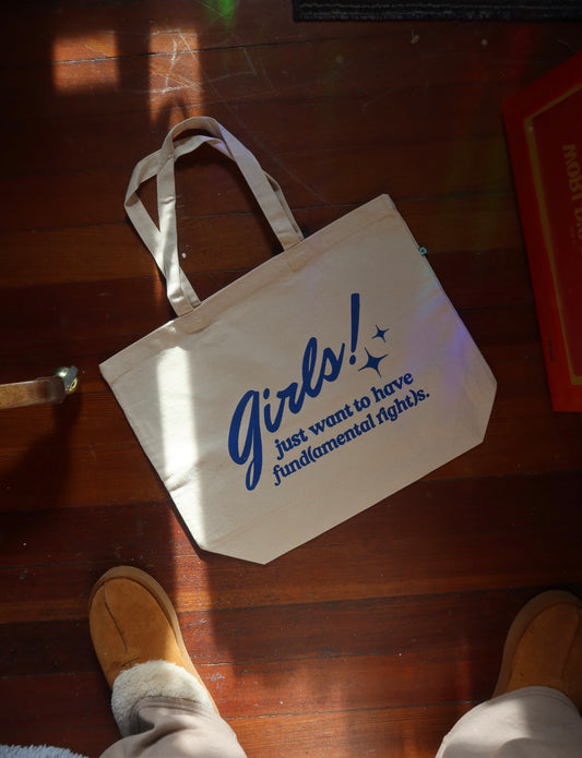 GJWHF LARGE TOTE with blue ink