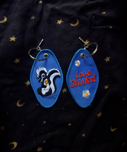 Skunk Embroidered Keychain