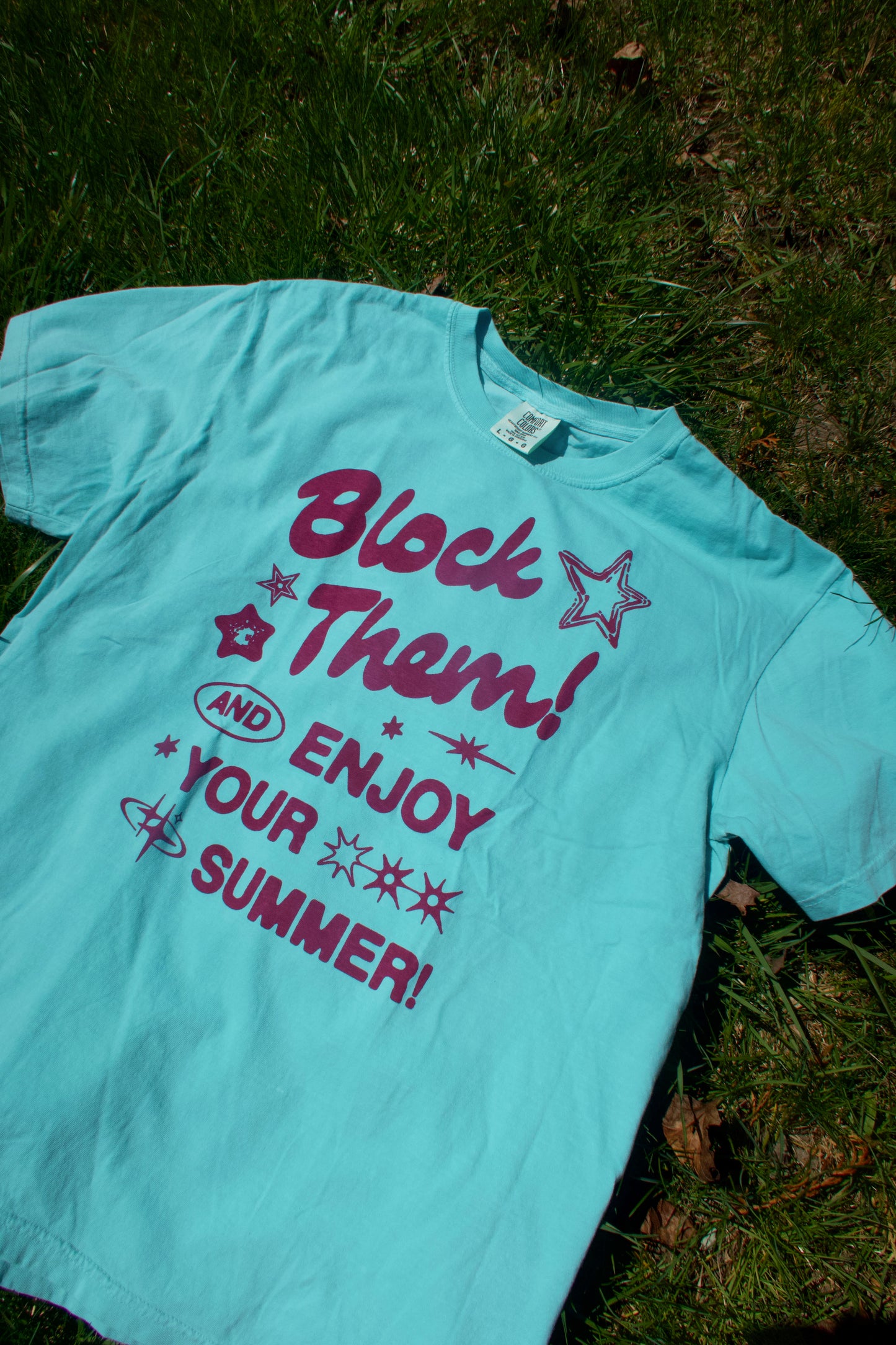 Block Them Shirt Teal with Burgundy