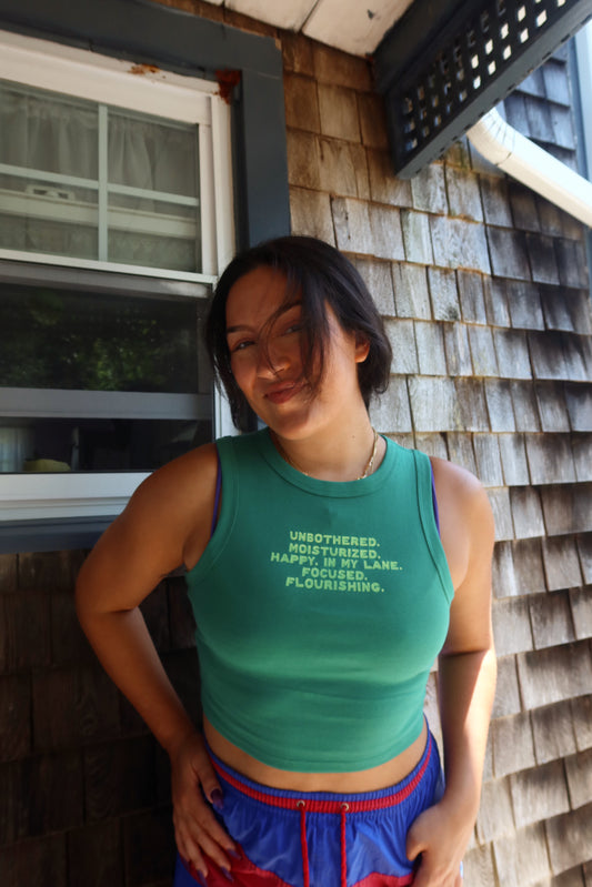 Unbothered Muscle Tank in Green (PREORDER)