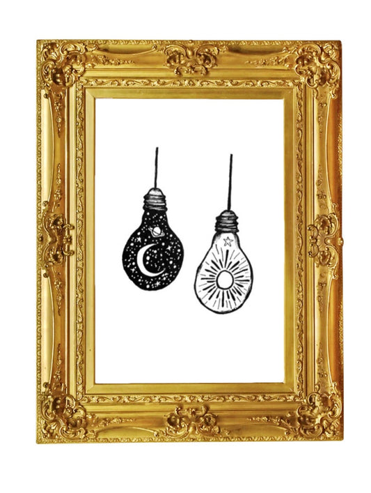Moon Sun Lightbulbs Print
