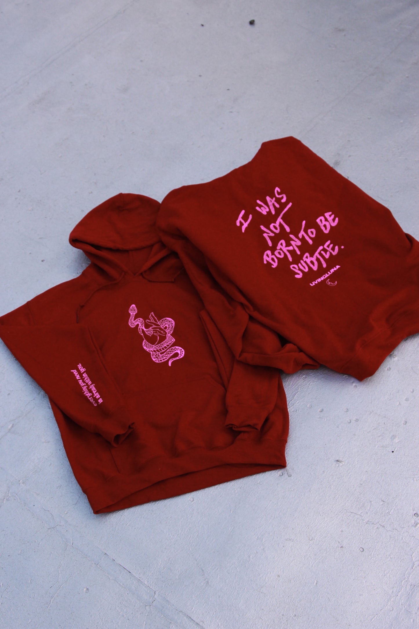 Not Born to be Subtle Hoodie in Garnet