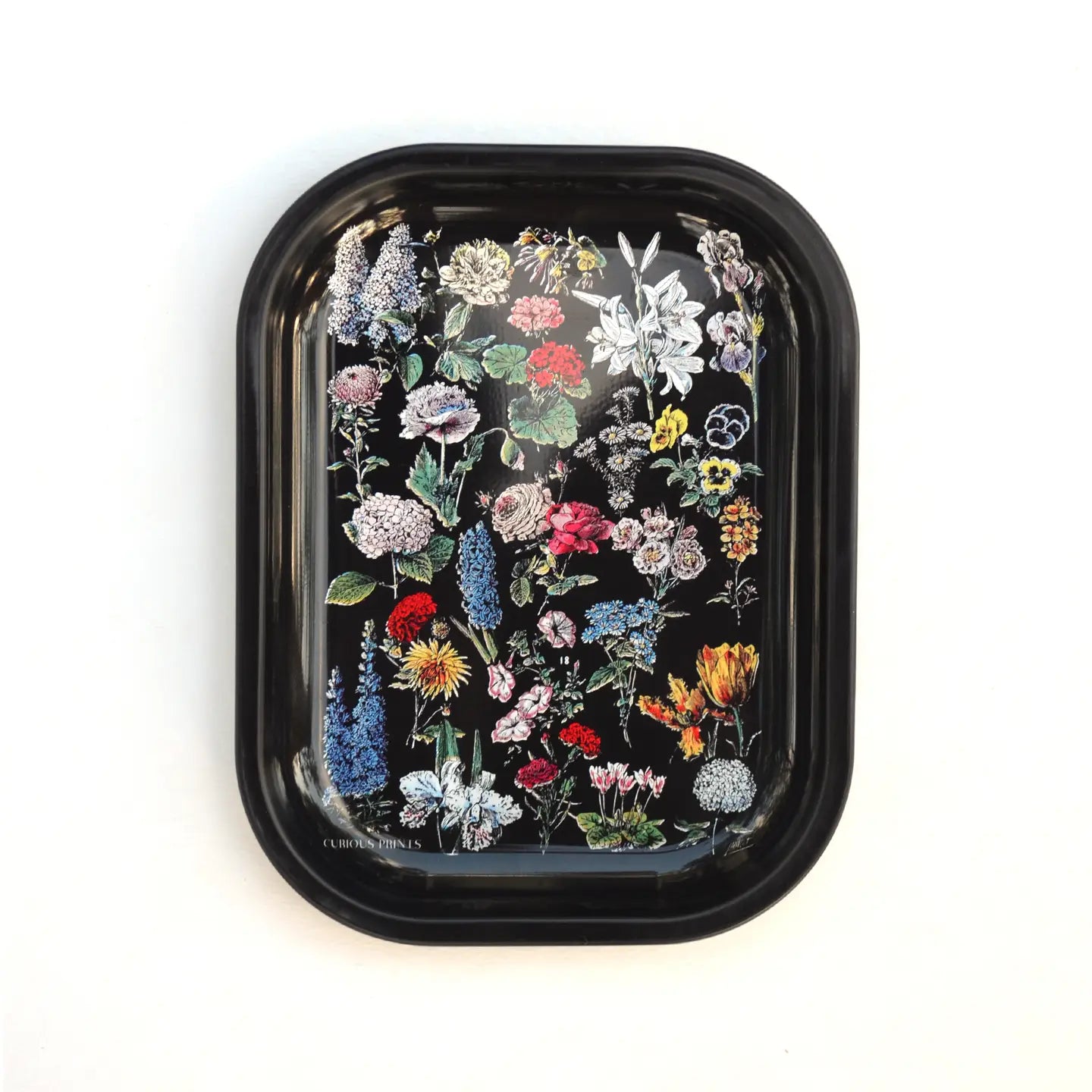 Black Floral Tray