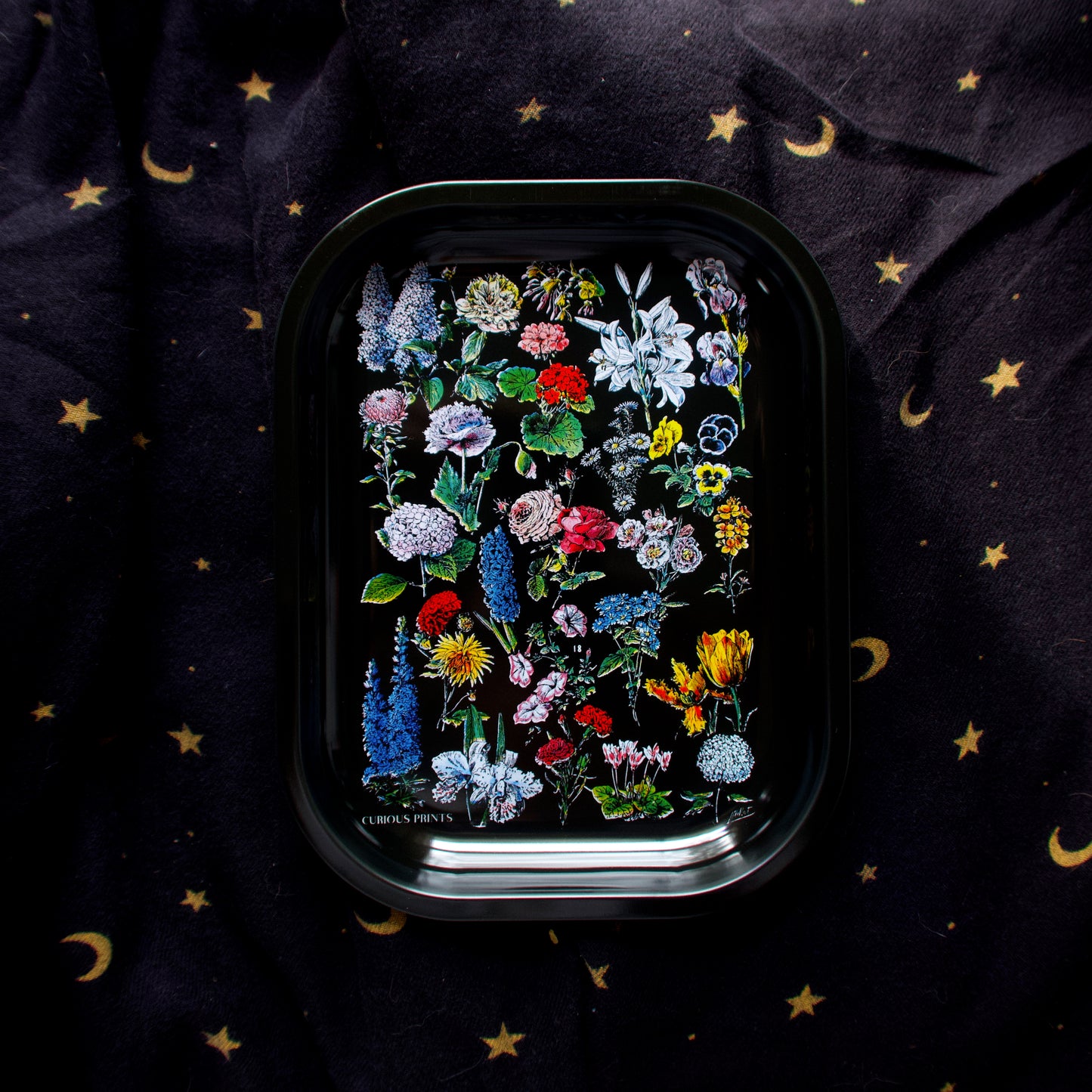 Black Floral Tray