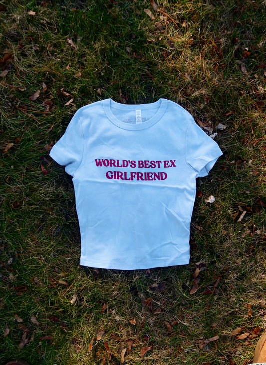 World's Best Ex Baby Tee in Light Blue