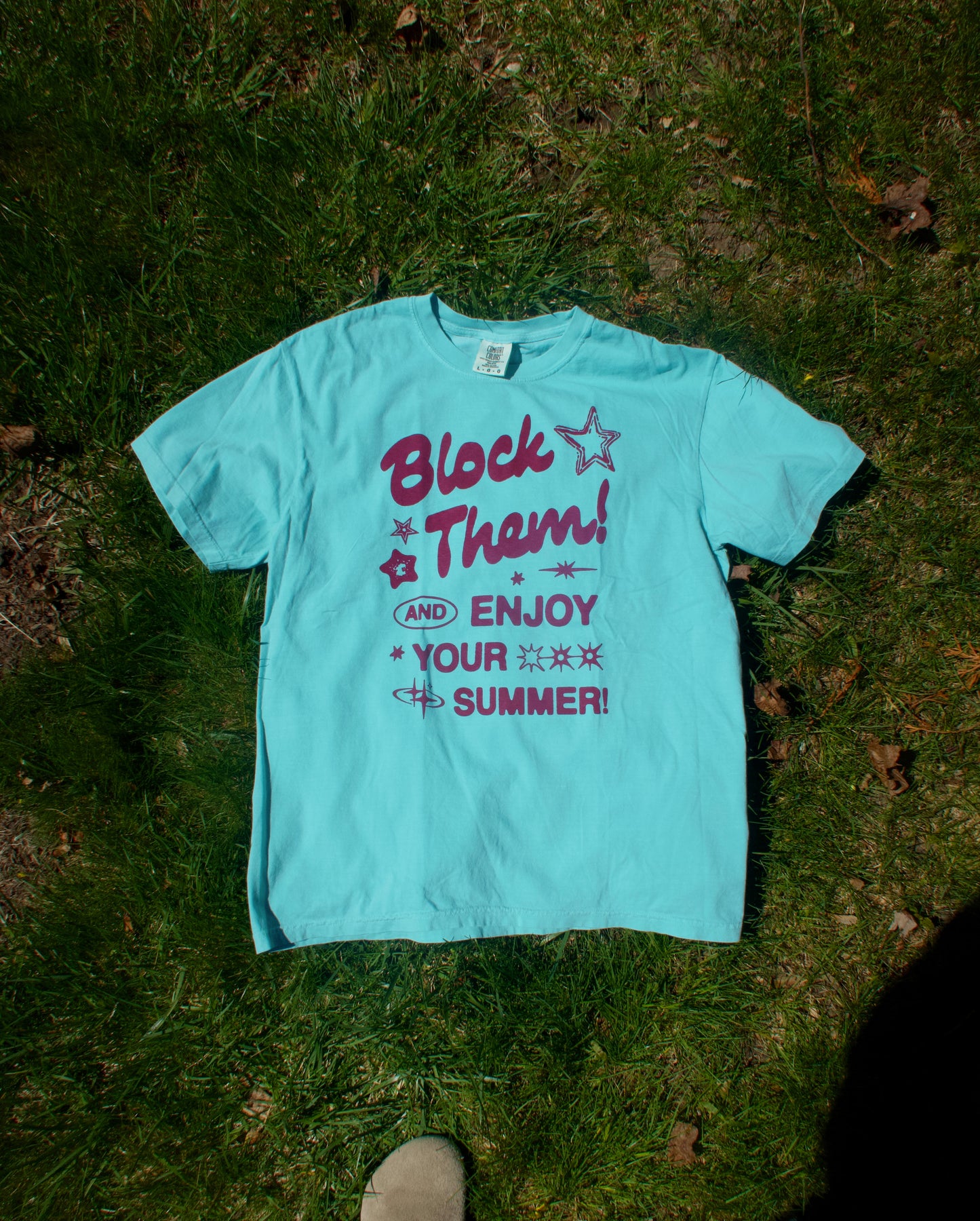 Block Them Shirt Teal with Burgundy