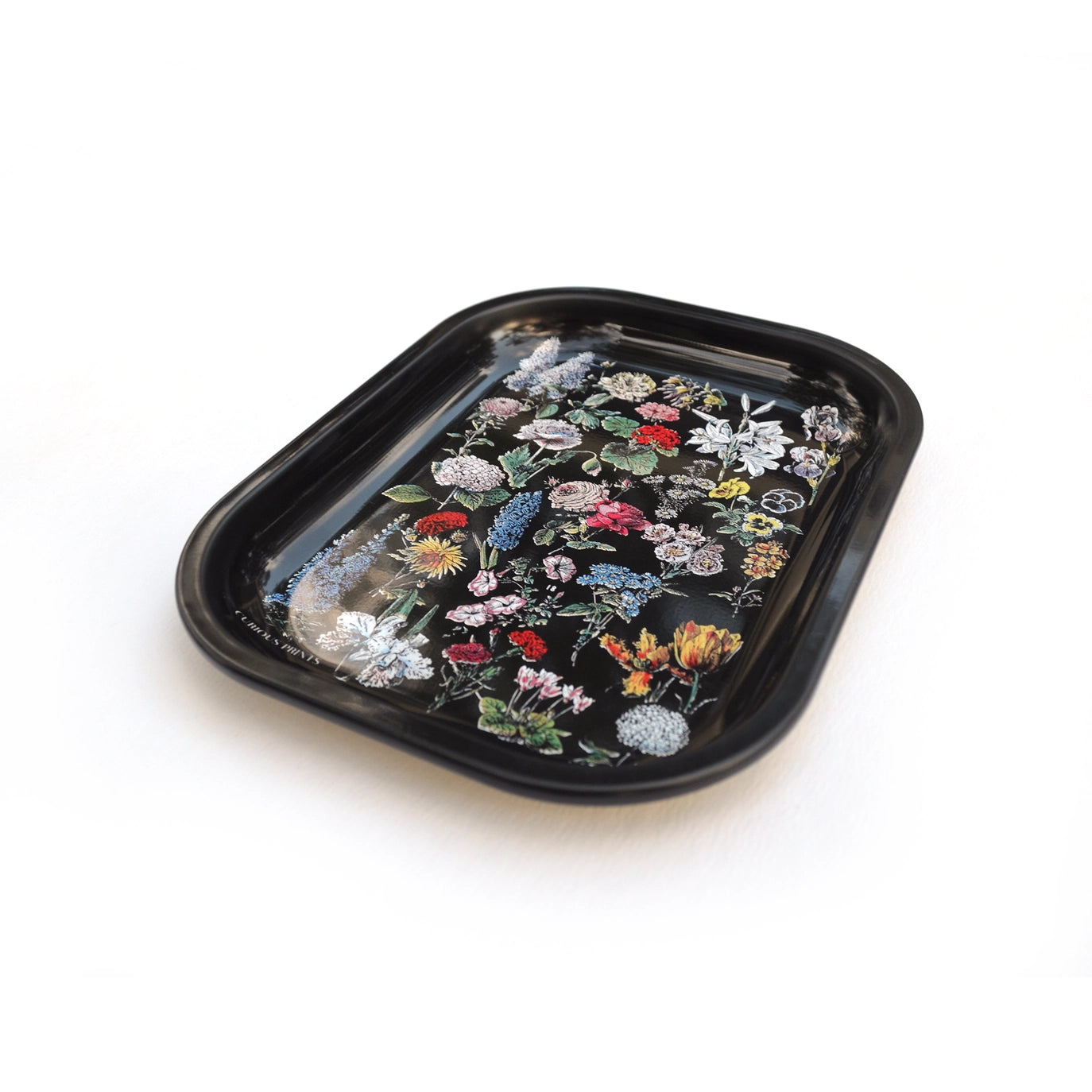 Black Floral Tray