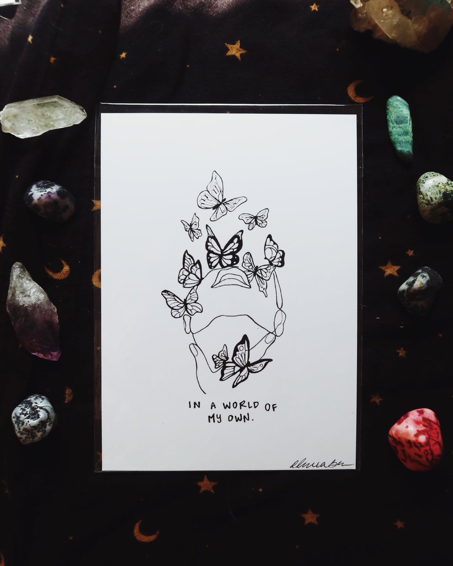 in a world of my own mini art print