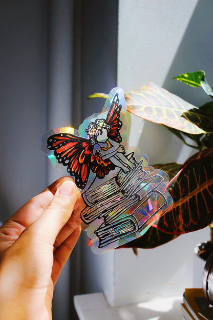 Book Fairy Suncatcher Window Decal / Rainbow Maker