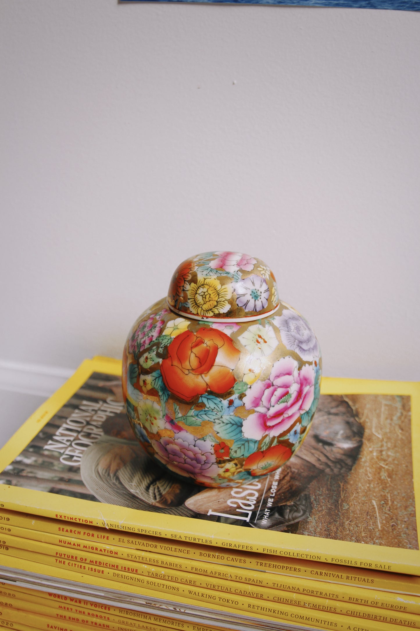 Medium Floral Porcelain Jar